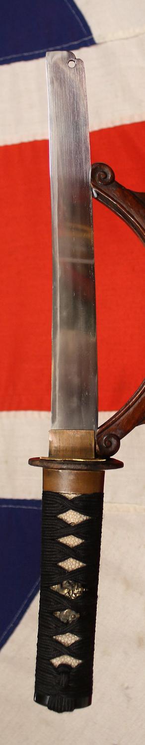 A Super, Original, Antique Edo Period, Most Rare Samurai Kubikiri 'Head Cutter' With Fine Original Edo Period Koshirae Including a Minogame, a Hairy-Tailed Turtle,Tsuba. Katakiriba-zukuri and Flat Mune Blade