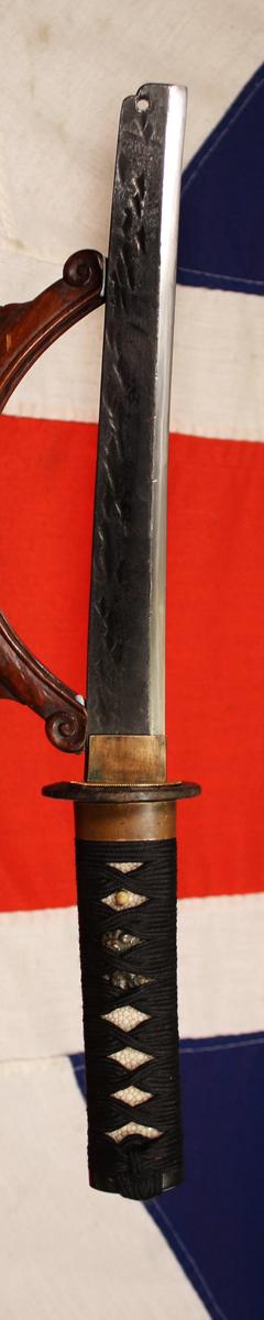 A Super, Original, Antique Edo Period, Most Rare Samurai Kubikiri 'Head Cutter' With Fine Original Edo Period Koshirae Including a Minogame, a Hairy-Tailed Turtle,Tsuba. Katakiriba-zukuri and Flat Mune Blade