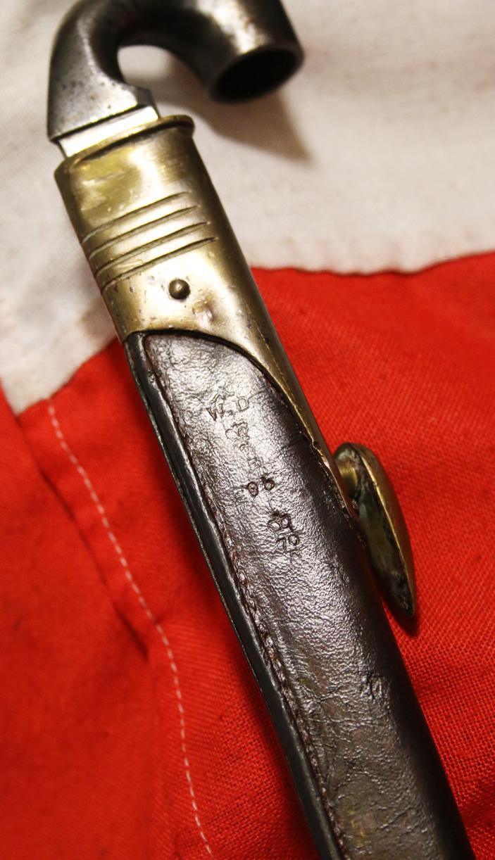 A Superb Zulu War Period Near Mint British, Pattern of 1876, Martini-Henry Socket Bayonet ( Long Lunger, ) Original Blue Finish Socket and Perfect Bright Polish , In Near Mint Scabbard