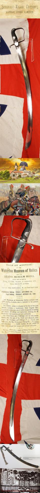 A Waterloo Battle Site Recovered 1796 Light Dragoon Sabre Formerly In the Sgt Major Cotton Museum Collection at Waterloo. Acquired From Auction Of The Exhibits Due To The The Museum Closure in 1909