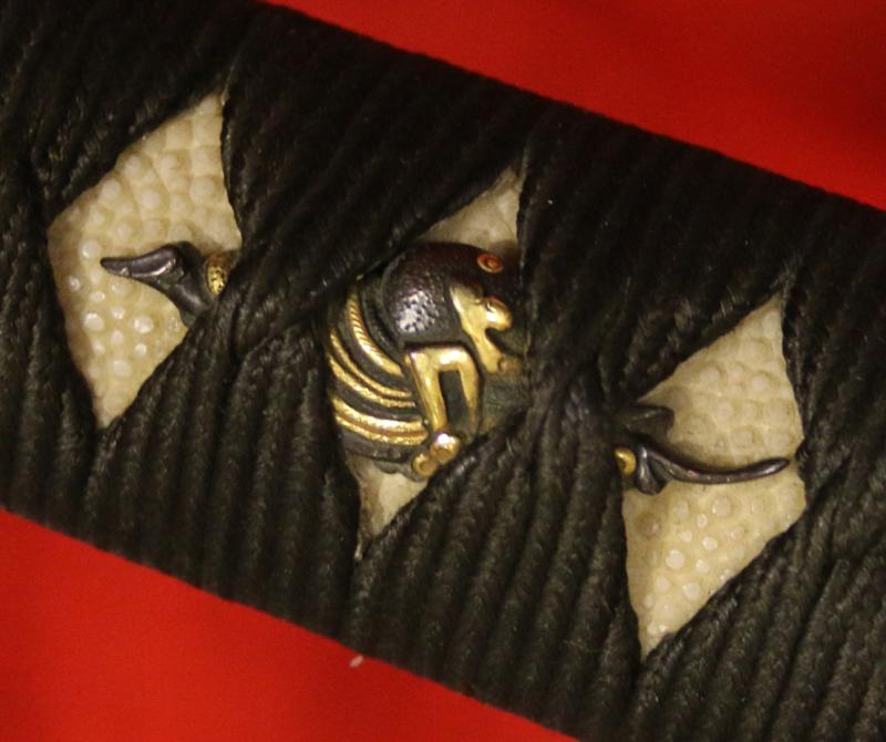 A Beautiful Koto Wakazashi, In Superb Fully Original Edo Koshirae Including Goto Fittings in Gold & Shakudō (赤銅) Dragon Fuchigashira & Beautiful Tsuba Signed Omura Kanenori.